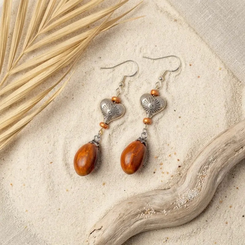 Boucles d'oreilles Coeur Bord de Mer — Pois exotiques, esprit plage