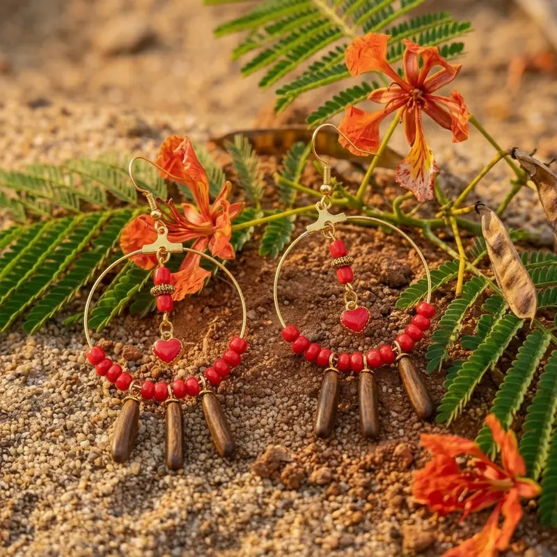 Boucles d'oreilles Flamboyante Rouge — L'intensité du flamboyant, faite main
